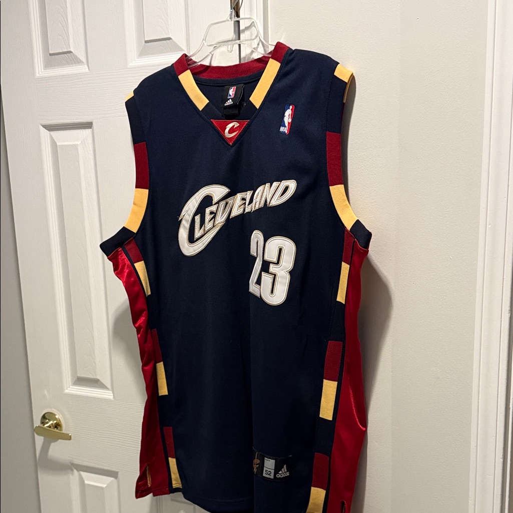 Adidas Cleveland Basketball Jersey - Navy, Red, Yellow. James